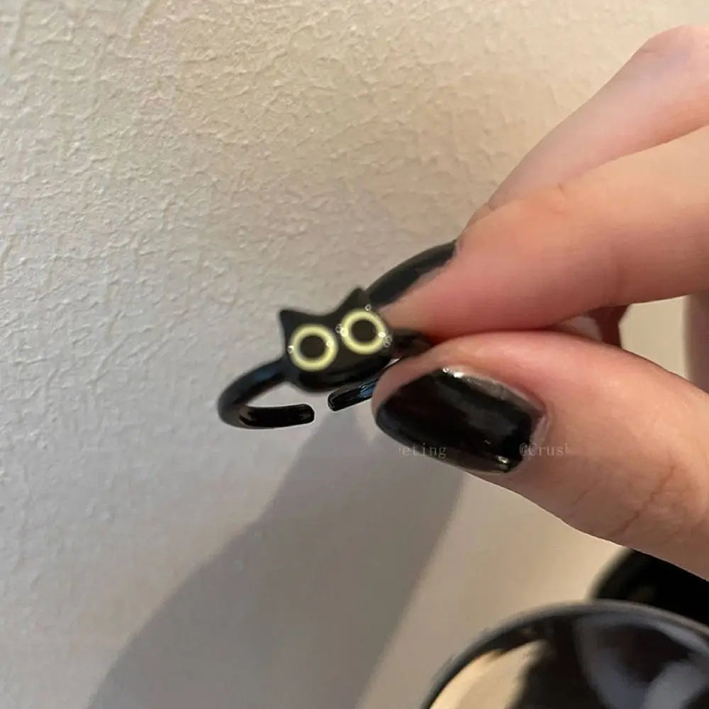 Bague Chat Noir aux Gros Yeux Amusante pour Enfants