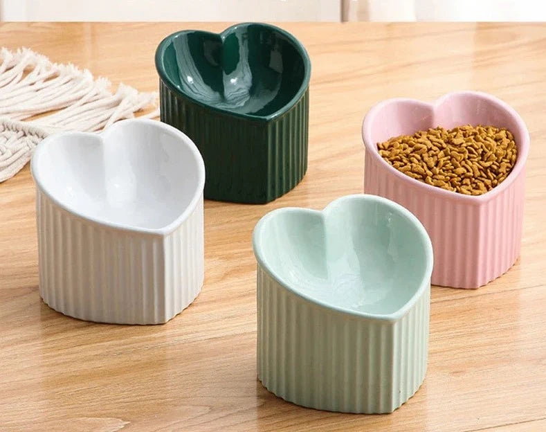 Gamelle en Céramique surélevée pour Chat, Forme de Cœur