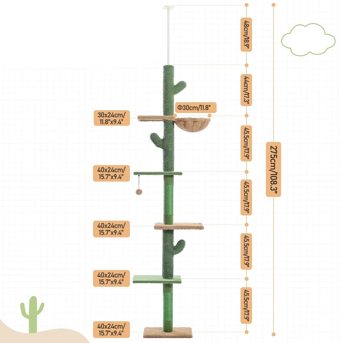 Arbre à Chat Cactus Élégant et Confortable