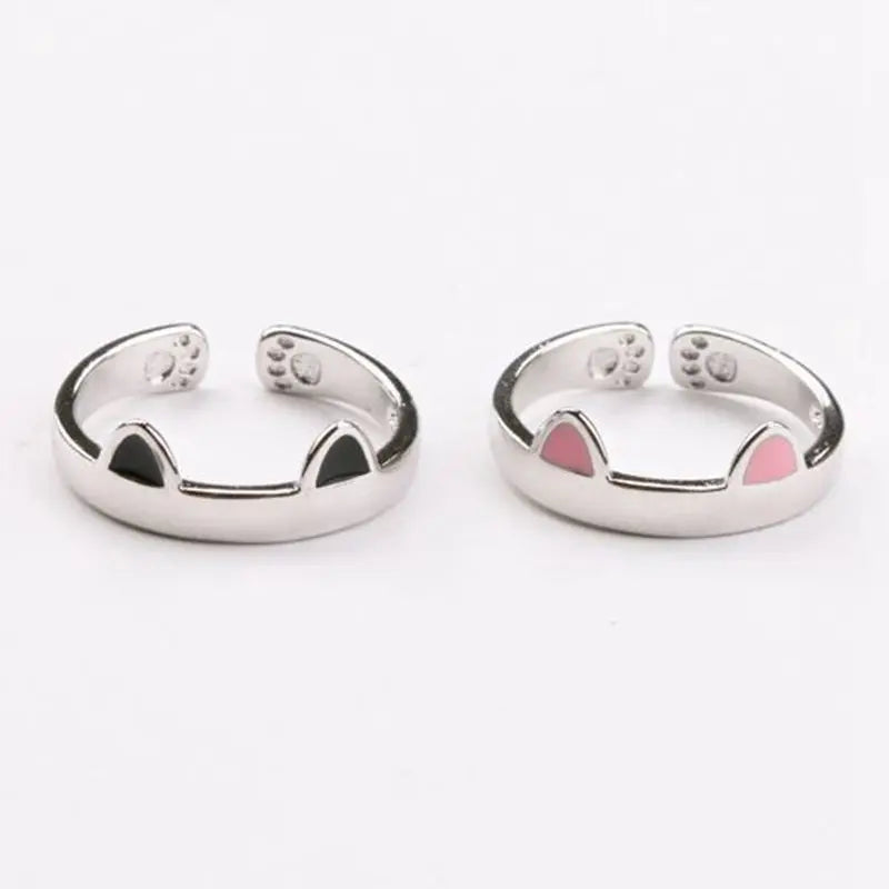 Bague Adorable avec Oreilles et Pattes de Chat Gravées