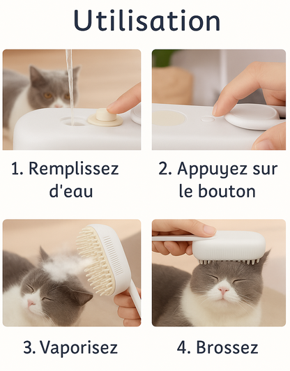Brosse à vapeur pour chat