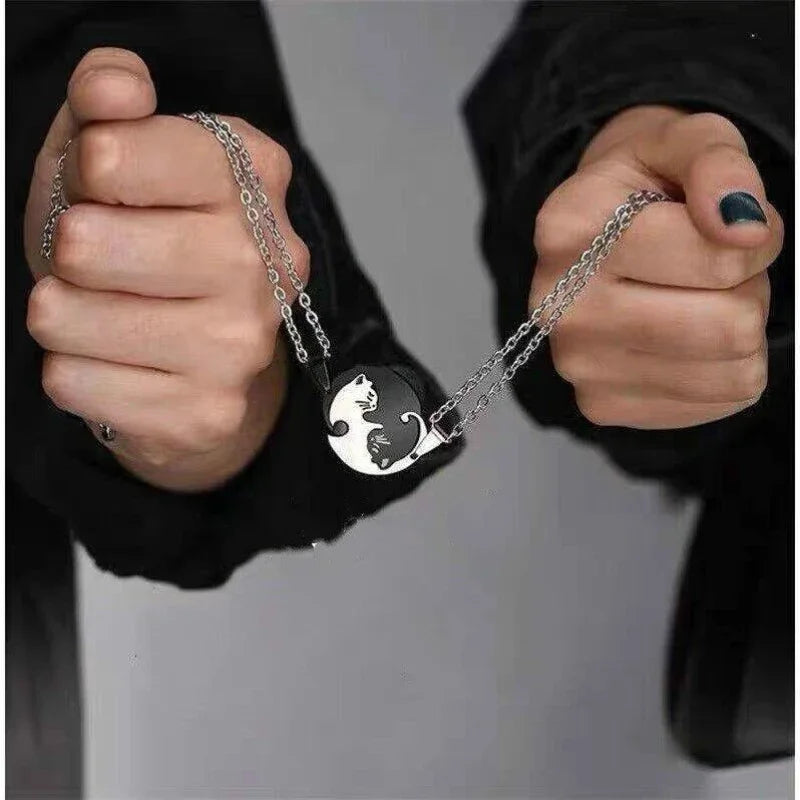 Collier Pendentif Chat Yin Yang