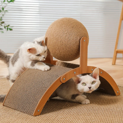 Boule Griffoir avec Arc en Bois pour Chats