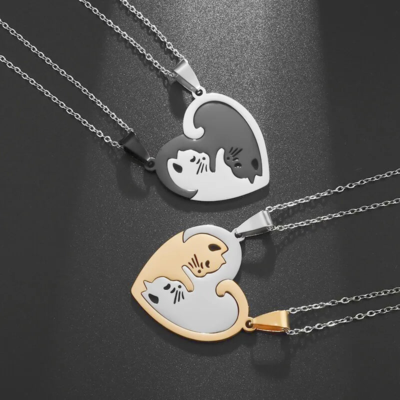 Colliers Pendentifs Chat Cœur Yin Yang : Symboles d'Amour et d'Harmonie