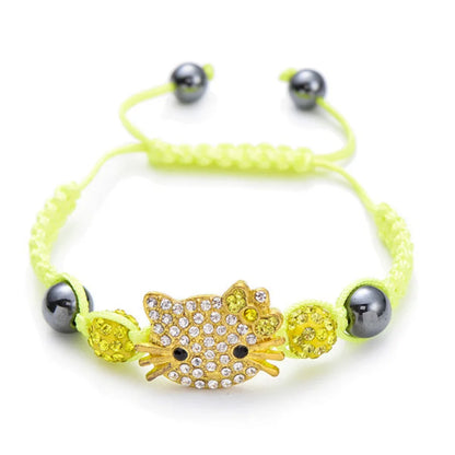 Bracelet Breloques Tête de Chat en Cristal
