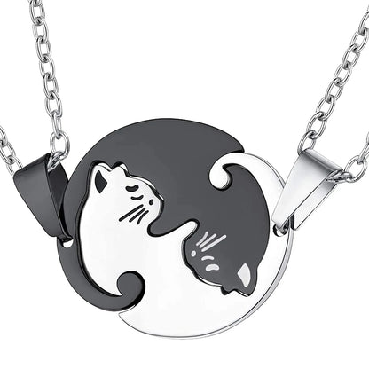 Collier Pendentif Chat Yin Yang