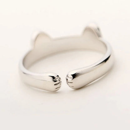 Bague Adorable avec Oreilles et Pattes de Chat Gravées