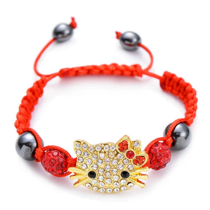 Bracelet Breloques Tête de Chat en Cristal