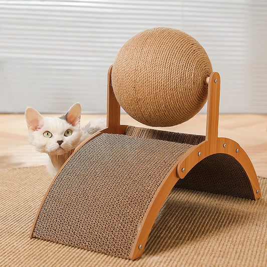 Boule Griffoir avec Arc en Bois pour Chats