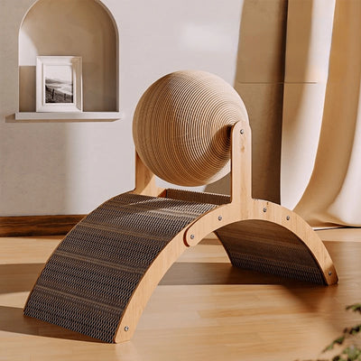 Boule Griffoir avec Arc en Bois pour Chats