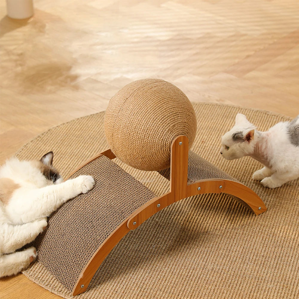 Boule Griffoir avec Arc en Bois pour Chats