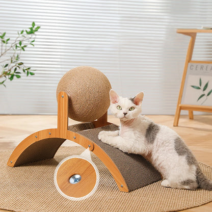 Boule Griffoir avec Arc en Bois pour Chats