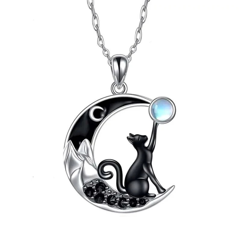 Collier Chat et Croissant de Lune